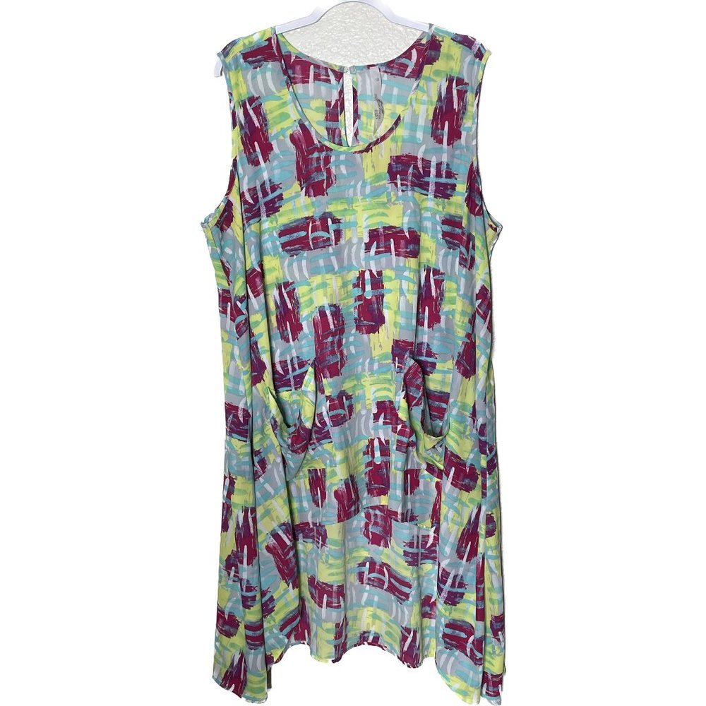 Melissa McCarthy Seven7 Multicolor Sleeveless Midi Dress 1X Lightweight & LN